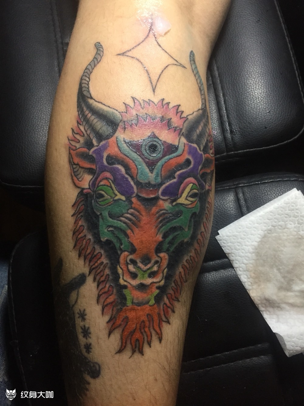 old school 牛_纹身图案手稿图片_小十的纹身作品集