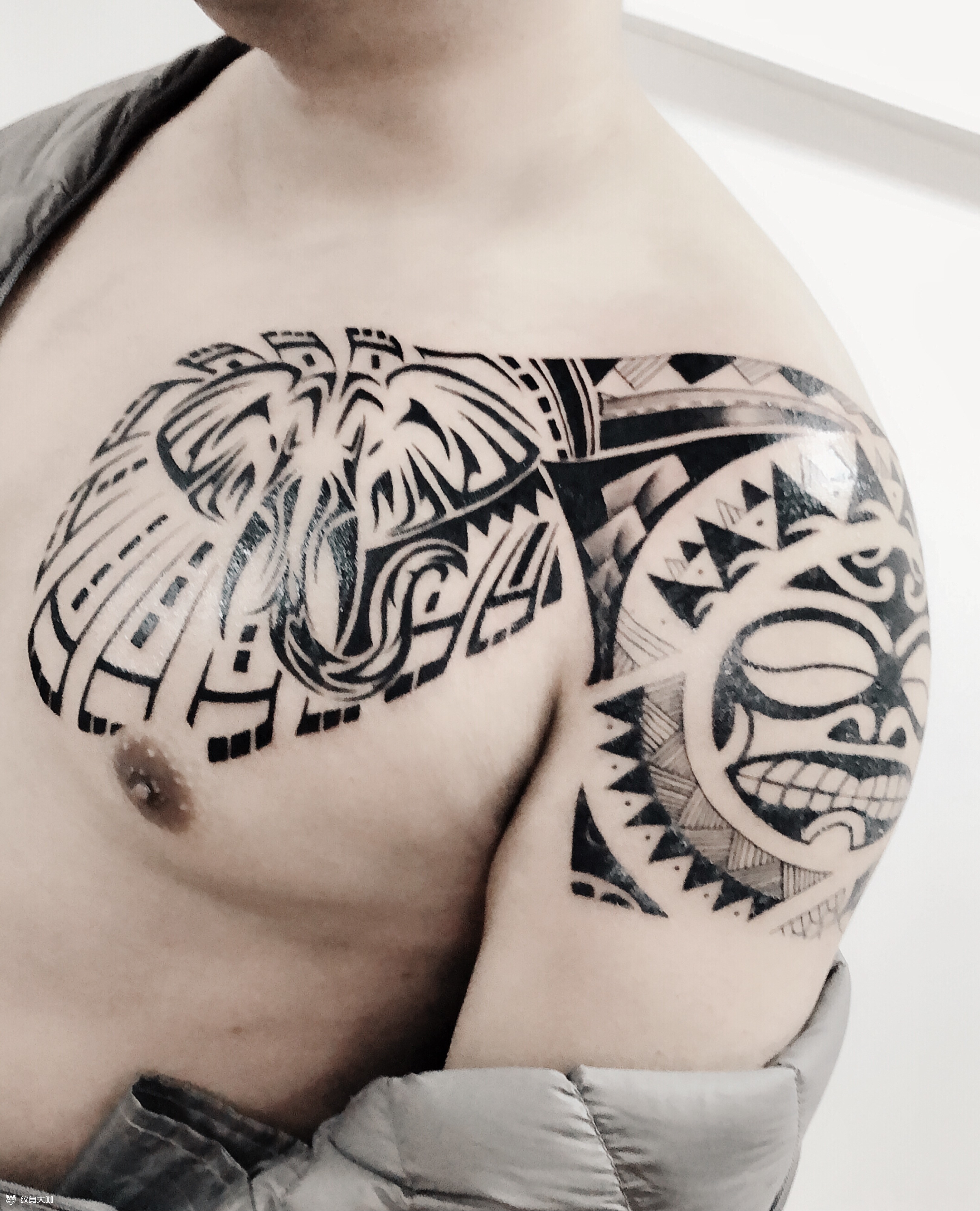 波利尼西亚图腾半甲_纹身图案手稿图片_华子的纹身作品集