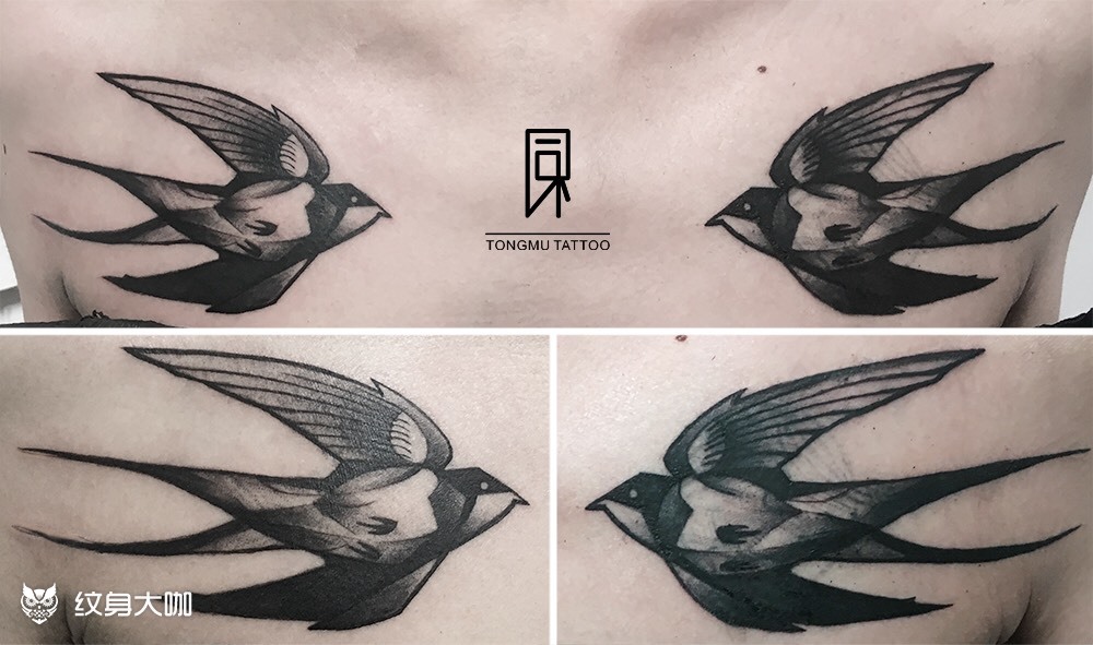 双燕_纹身图案手稿图片_夹子的纹身作品集