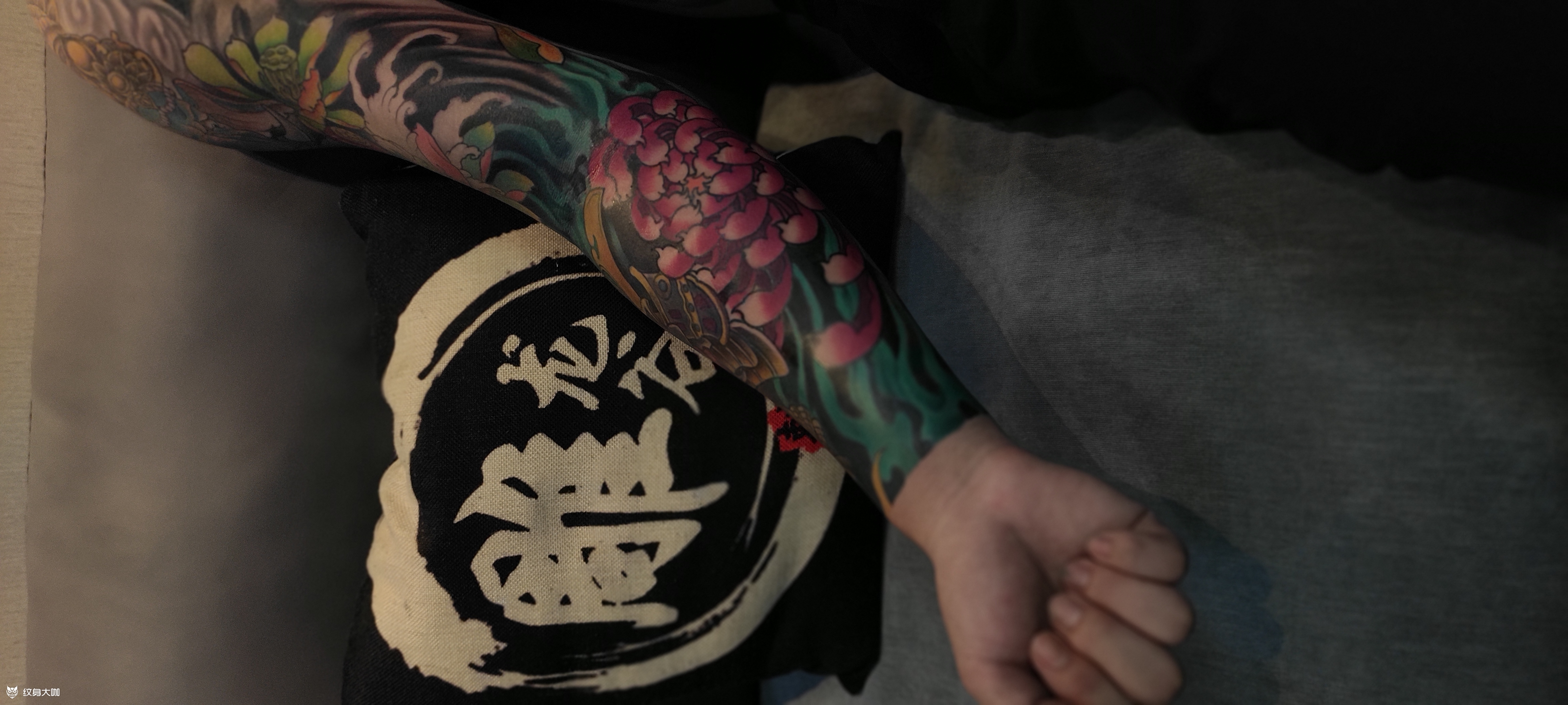 菊花鬼武士包小臂_纹身图案手稿图片_冯迎春的纹身作品集