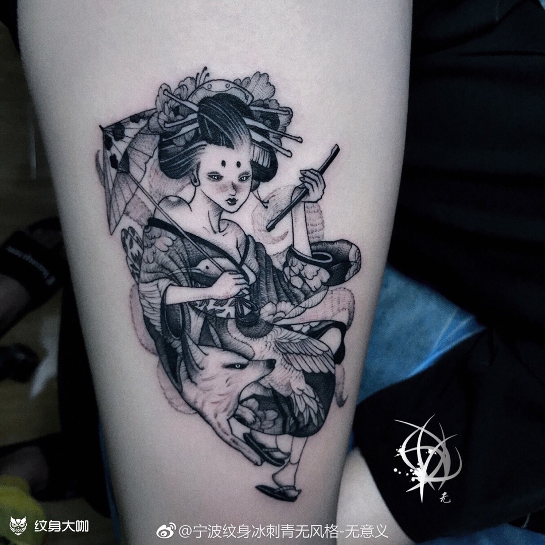 玉藻前_纹身图案手稿图片_无风格-啊冰的纹身作品集