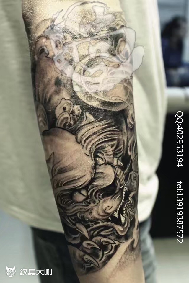 福狮_纹身图案手稿图片_张敏的纹身作品集