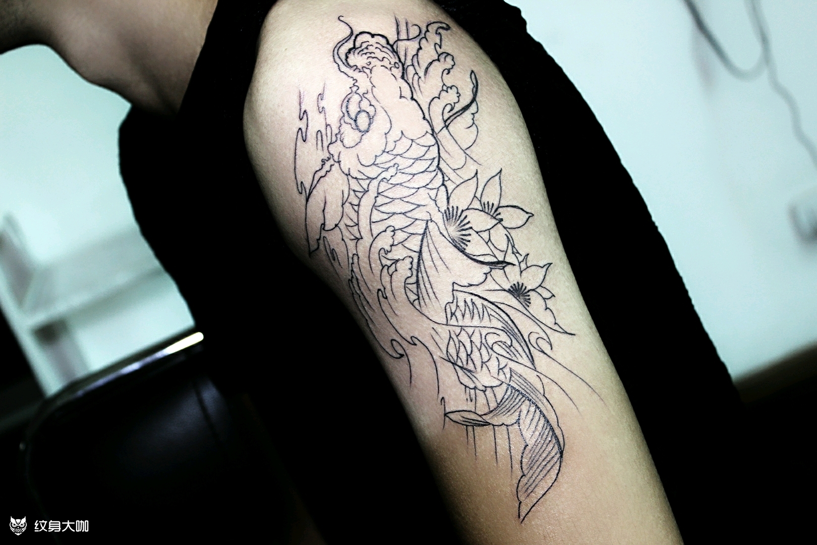 线条鲤鱼_纹身图案手稿图片_大仙的纹身作品集