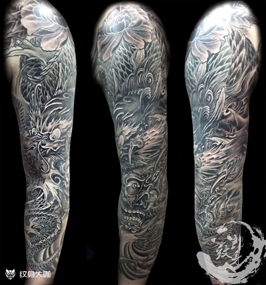 花臂八分袖_纹身图案手稿图片_杨延召的纹身作品集