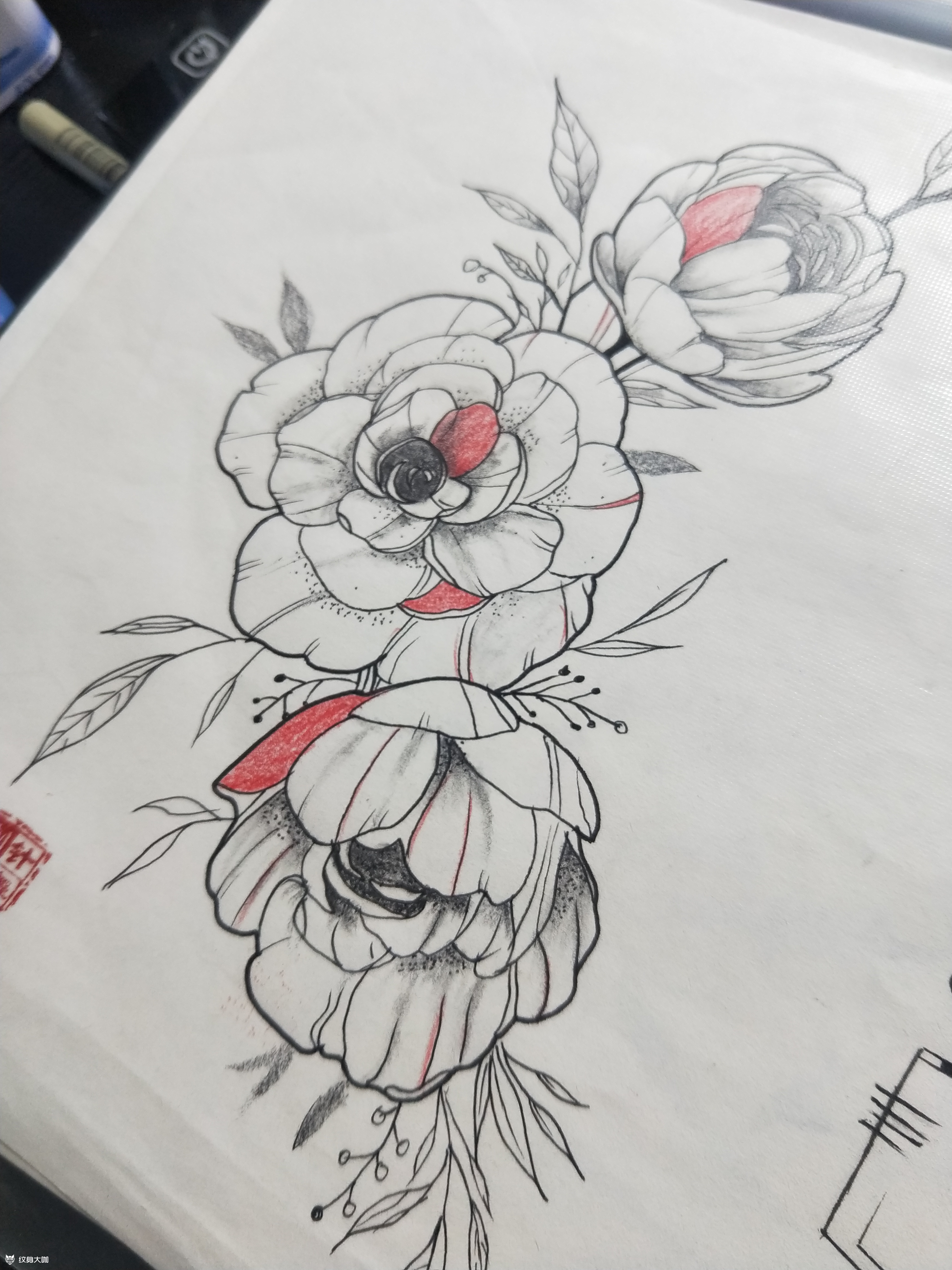素花手稿_纹身图案手稿图片_子轩的纹身作品集