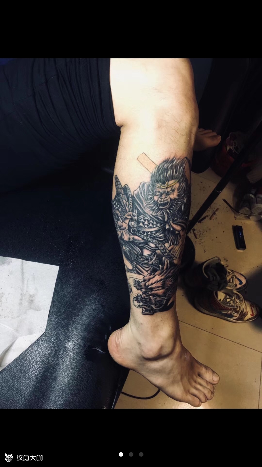 齐天大圣小腿_纹身图案手稿图片_虎势的纹身作品集