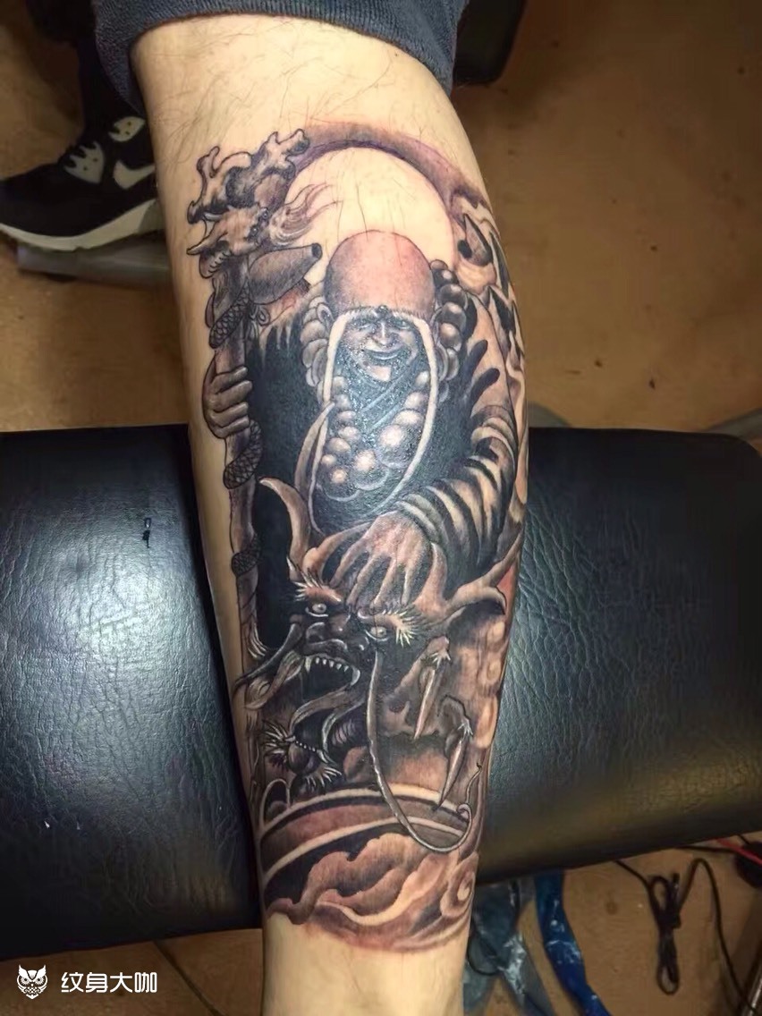 降龙罗汉_纹身图案手稿图片_泰山印记的纹身作品集
