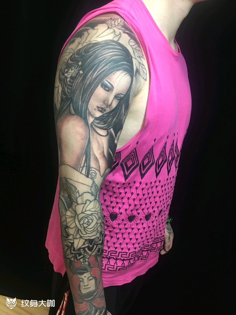 花臂艺妓_纹身图案手稿图片_丁嵘的纹身作品集