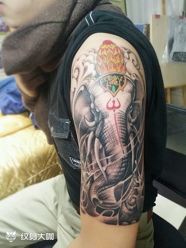 大臂象神_纹身图案手稿图片_罗保的纹身作品集