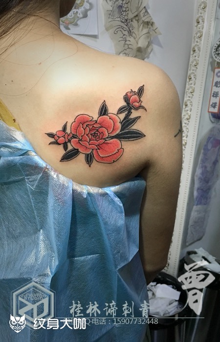 牡丹花_纹身图案手稿图片__findyourself的纹身作品集