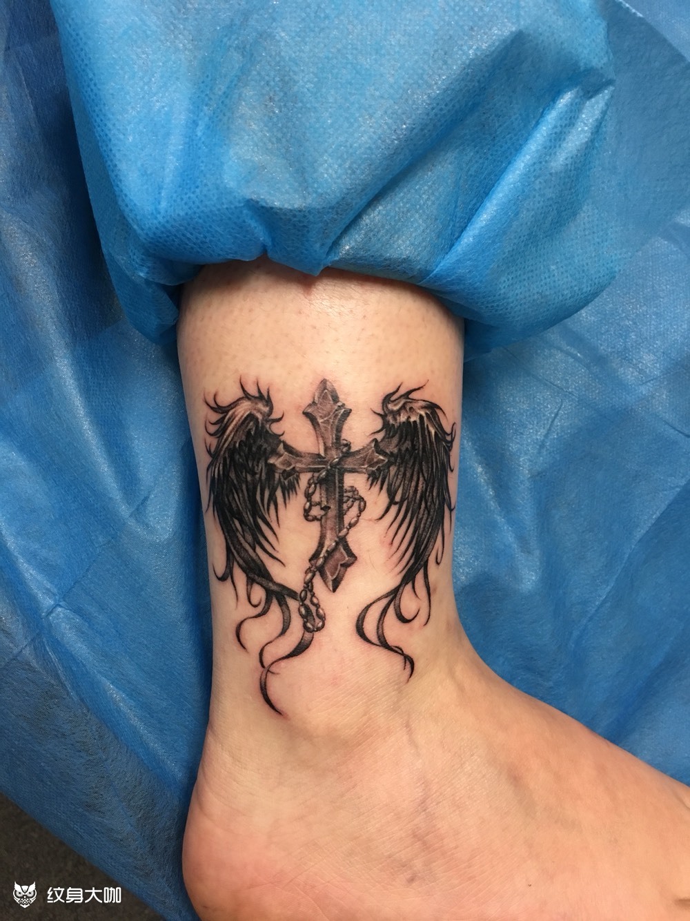 十字架翅膀_纹身图案手稿图片_叶超的纹身作品集