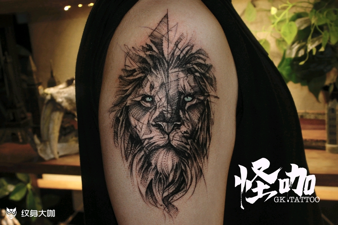线条狮子_纹身图案手稿图片_蛙蛙的纹身作品集