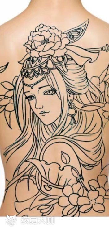 求一个满背貂蝉纹身上色图