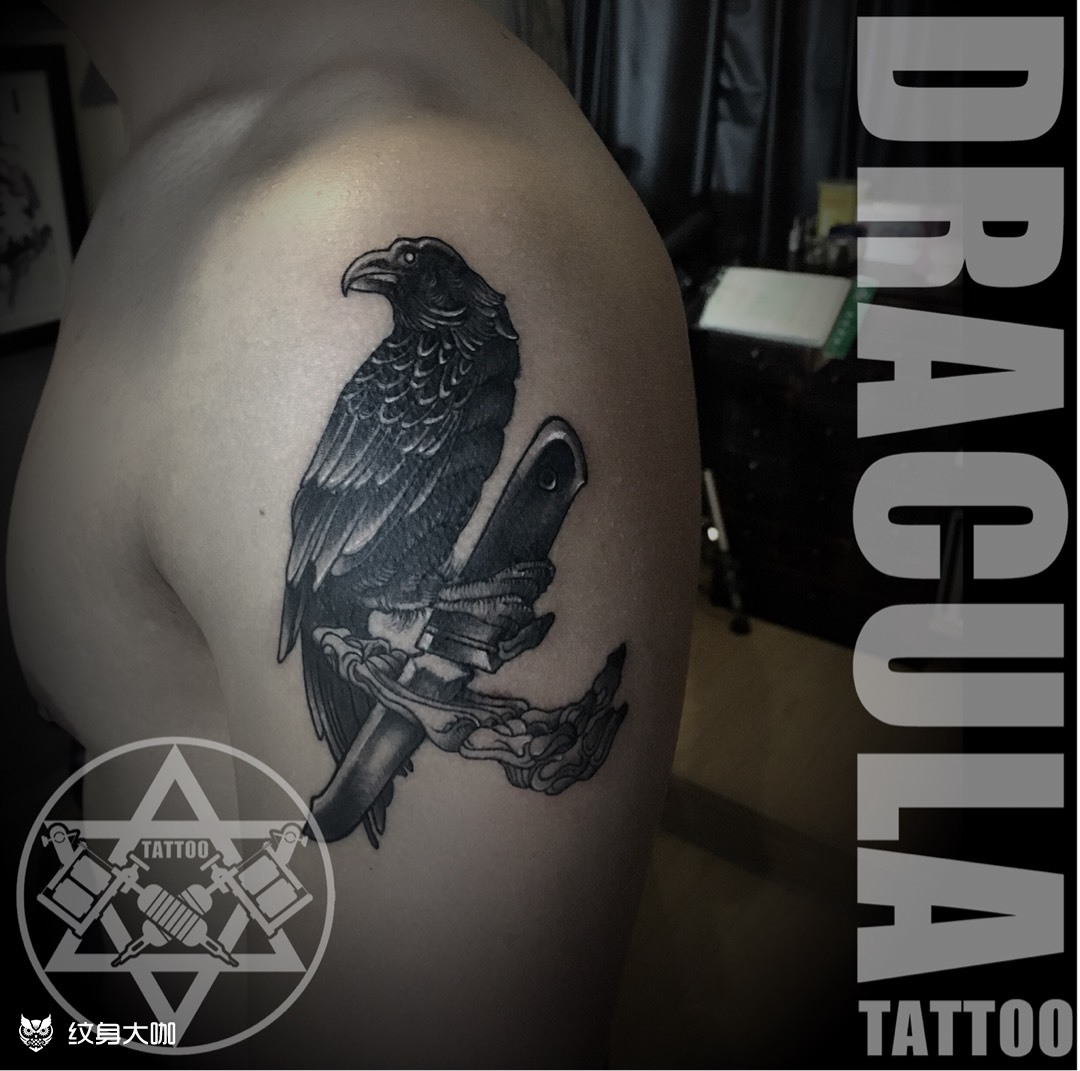 大臂乌鸦_纹身图案手稿图片_小马gavin的纹身作品集