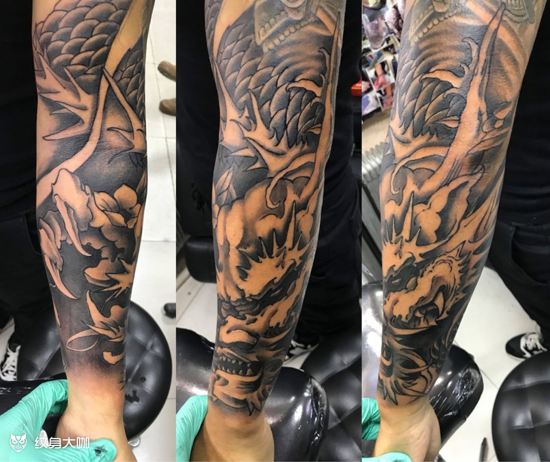 小臂龙_纹身图案手稿图片_阿b的纹身作品集