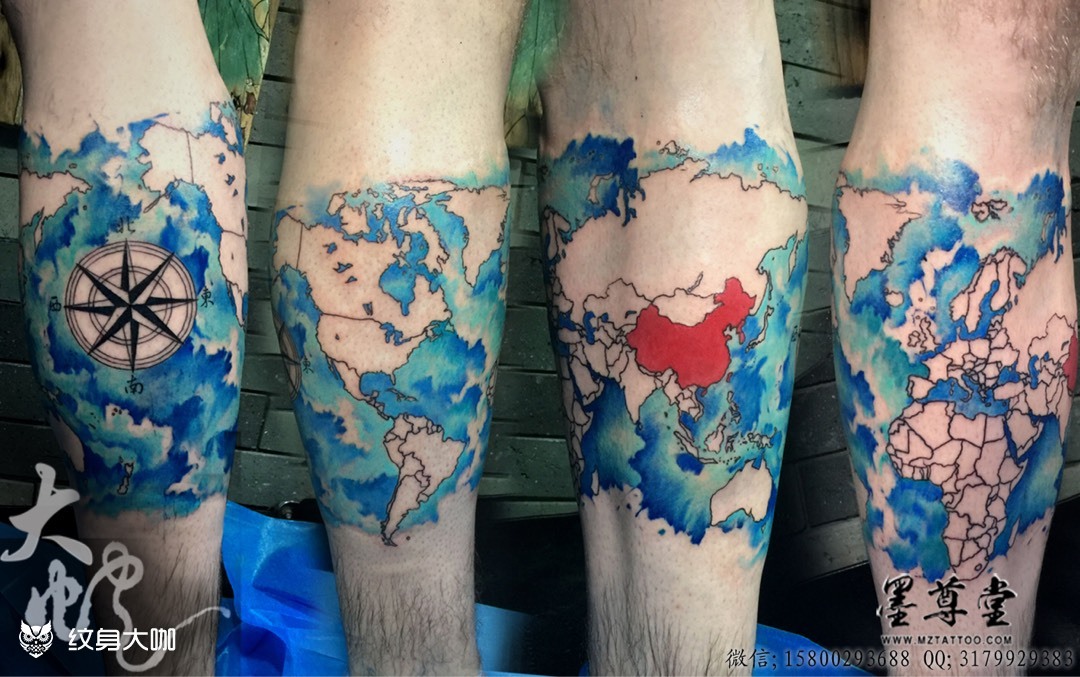 世界地图_纹身图案手稿图片_大蛇的纹身作品集