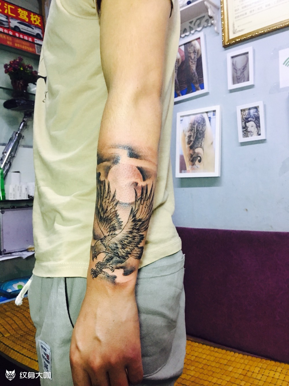 大鹏展翅_纹身图案手稿图片_徐虎强的纹身作品集