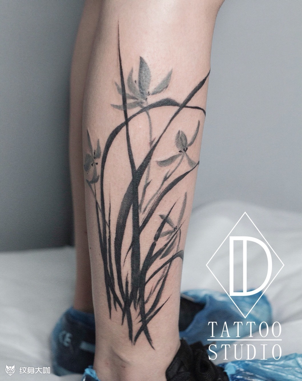 水墨兰花_纹身图案手稿图片_茉莉的纹身作品集