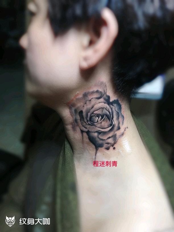 遮盖疤痕水墨玫瑰_纹身图案手稿图片_程迷的纹身作品集