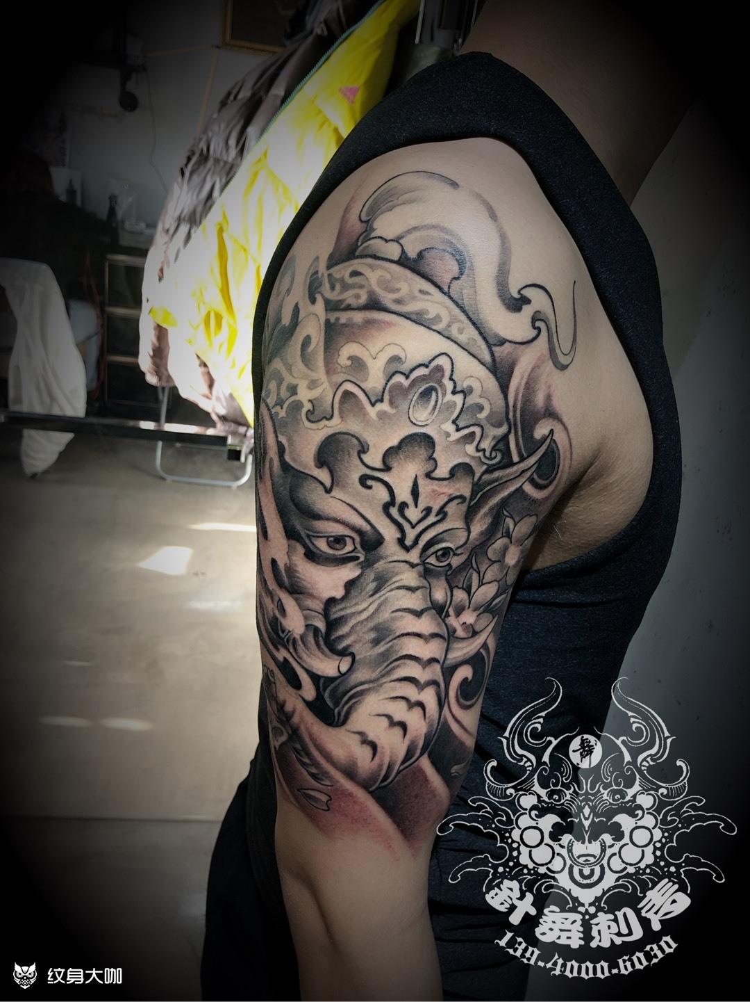 大臂象神_纹身图案手稿图片_肖峰的纹身作品集