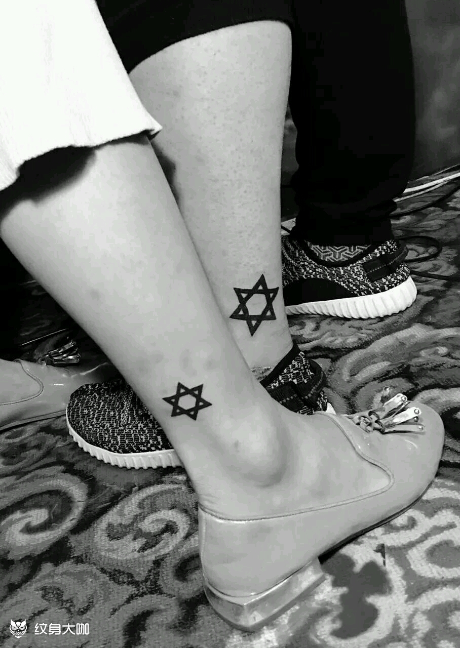 情侣六芒星_纹身图案手稿图片_冯一的纹身作品集