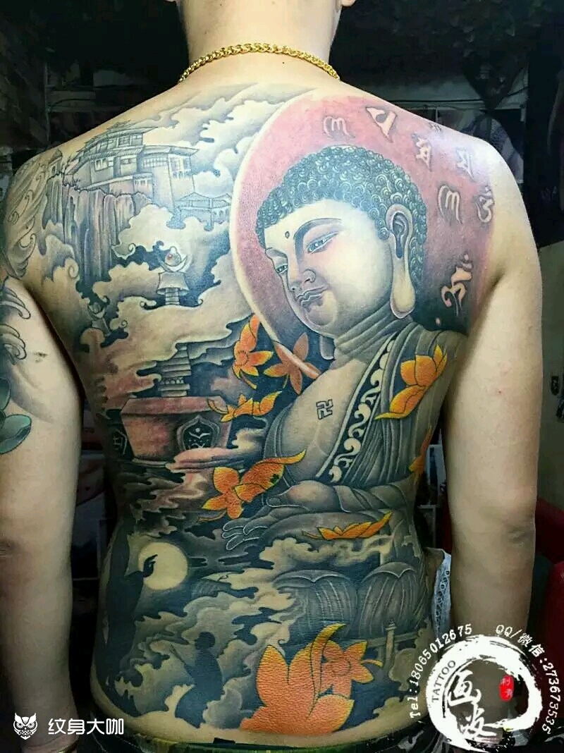 满背佛_纹身图案手稿图片_画皮 - 阿三的纹身作品集