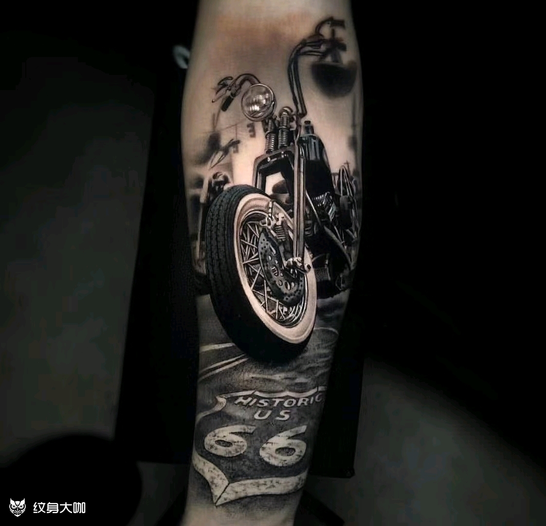 写实摩托车_纹身图案手稿图片_唐良快的纹身作品集