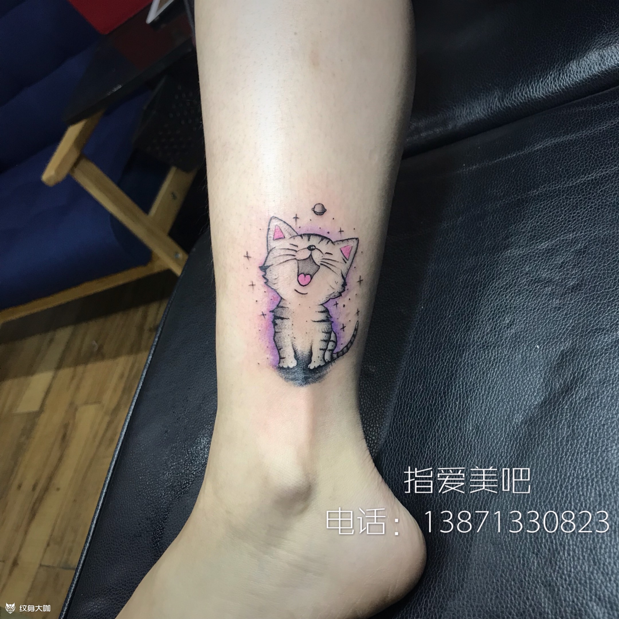 脚踝小猫_纹身图案手稿图片_吉家霈的纹身作品集