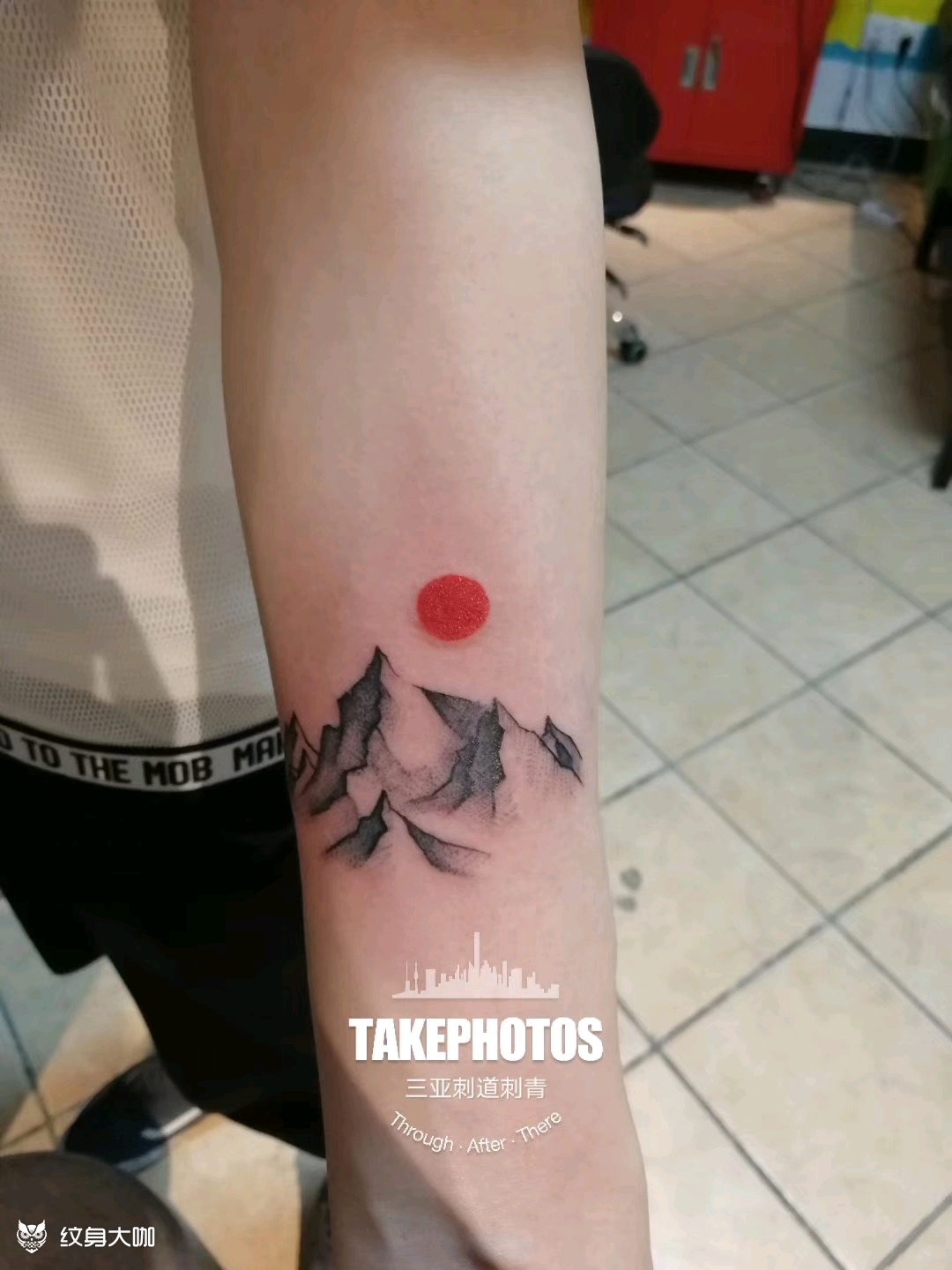 写意山水日落_纹身图案手稿图片_高凡力的纹身作品集