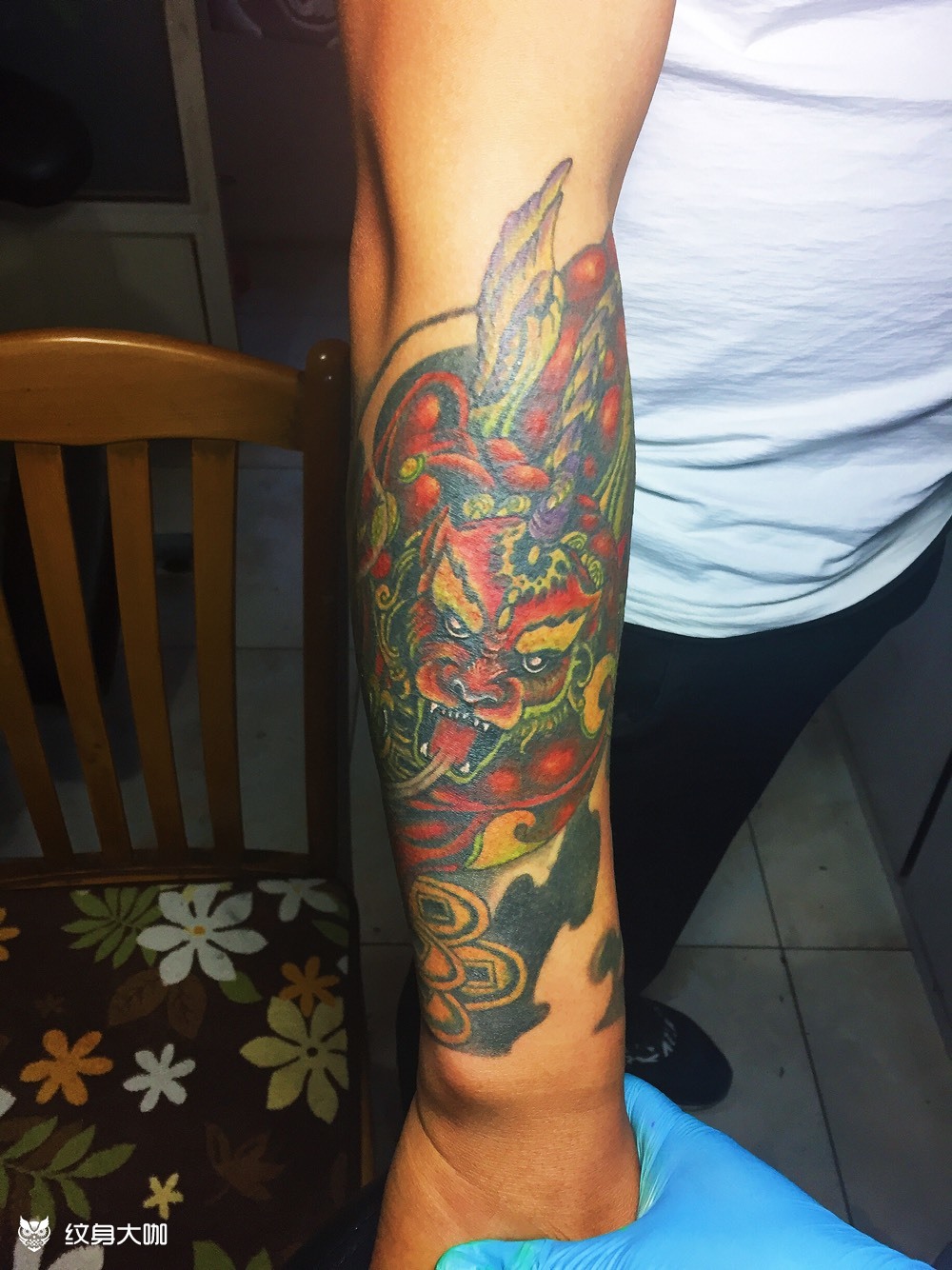 "貔貅 如意"包小臂_纹身图案手稿图片_老周的纹身作品集
