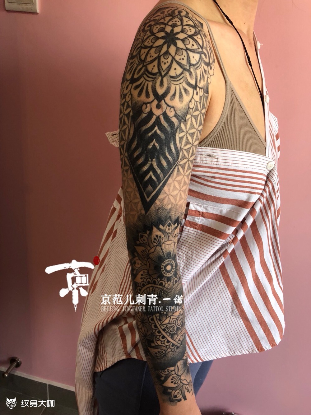 点刺几何花臂_纹身图案手稿图片_京范儿的纹身作品集