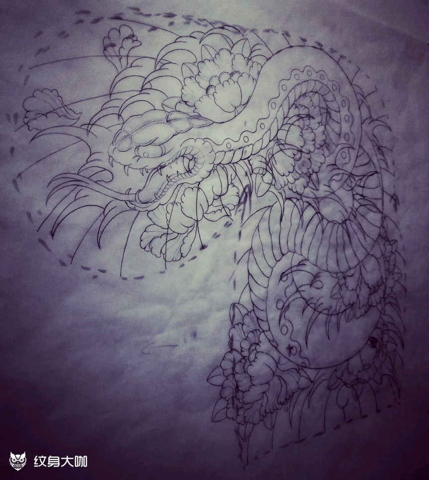 七分袖大半甲手稿_纹身图案手稿图片_ ࿉韩࿉的纹身作品集