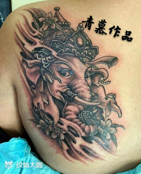 原创设计肩胛骨 象神_纹身图案手稿图片_欧巴扎黑的纹身作品集