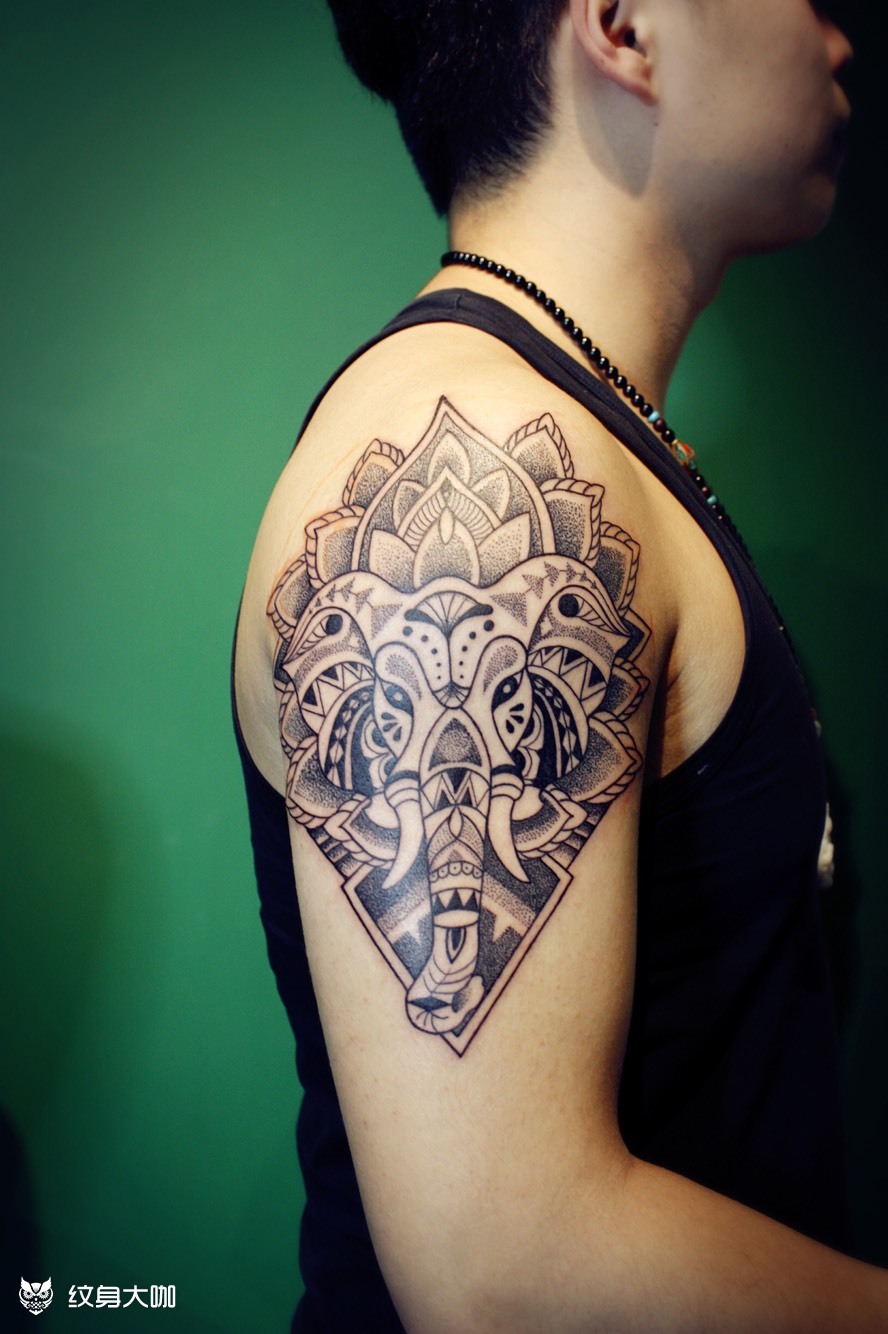 点刺象神_纹身图案手稿图片_尧 的纹身作品集
