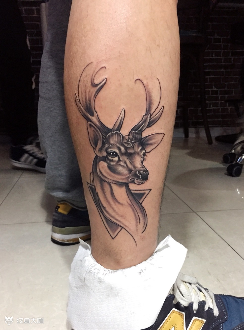 脚腕鹿_纹身图案手稿图片_康志刚的纹身作品集