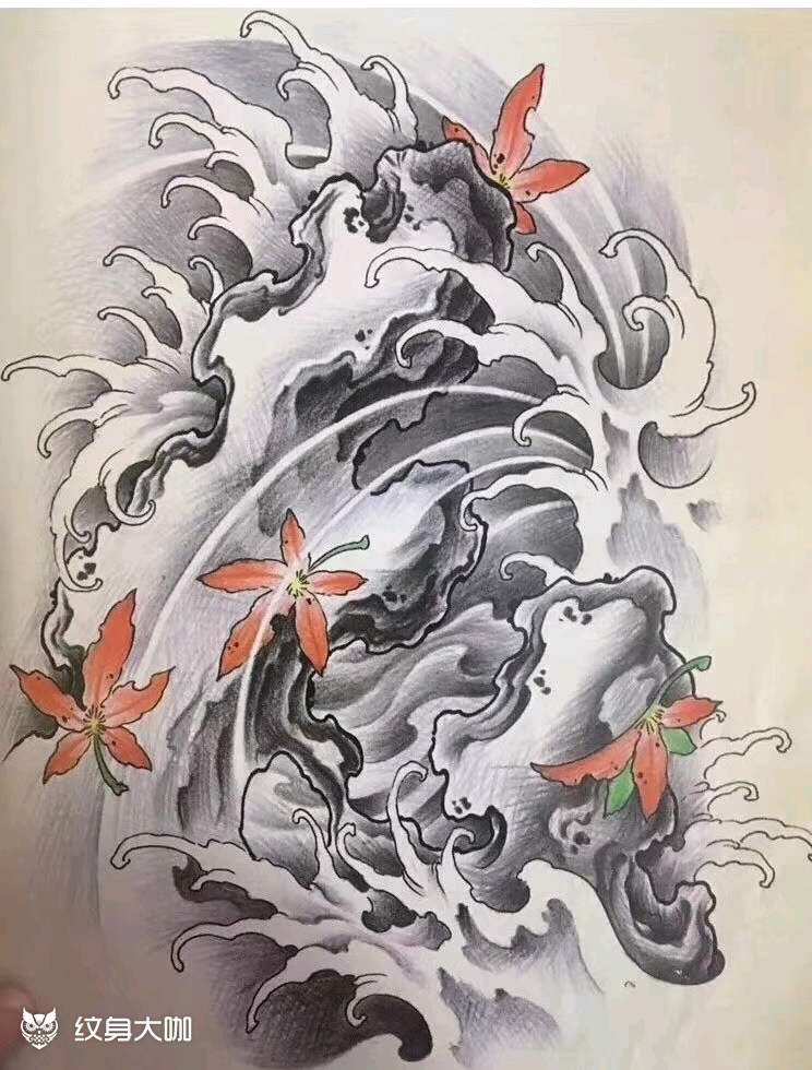 想纹:浪花部位:花腿时间:_纹身吧社区 - 纹身大咖