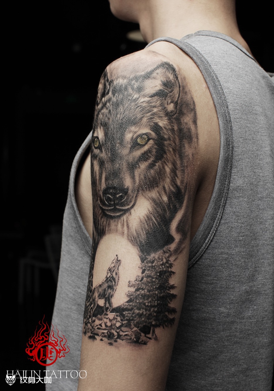 狼_纹身图案手稿图片_唐杰的纹身作品集