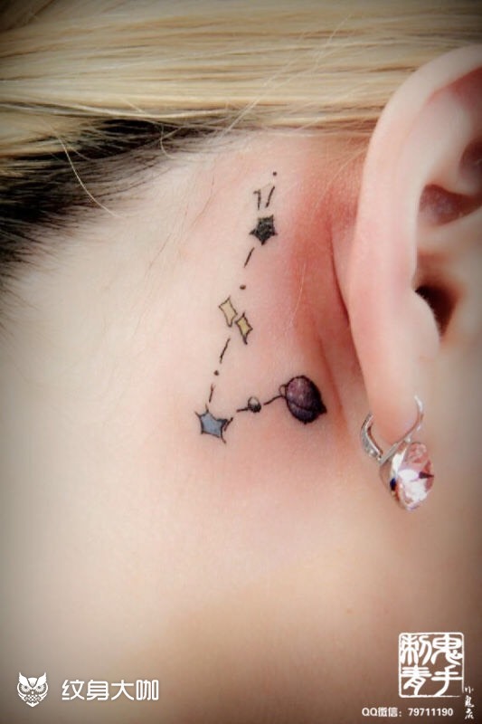 耳后星球_纹身图案手稿图片_张斌的纹身作品集