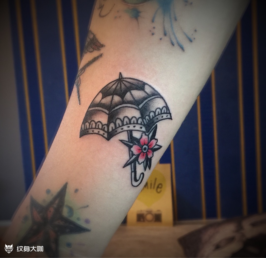 old school 伞_纹身图案手稿图片_snow的纹身作品集