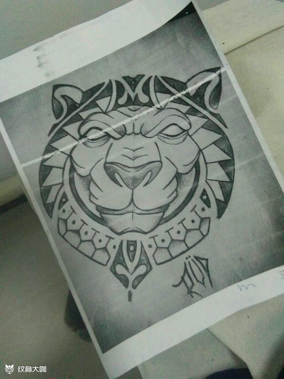 雄狮纹身手稿图片图片