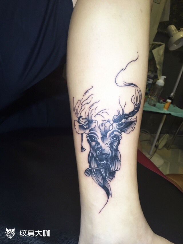 麋鹿头_纹身图案手稿图片_米饭的纹身作品集