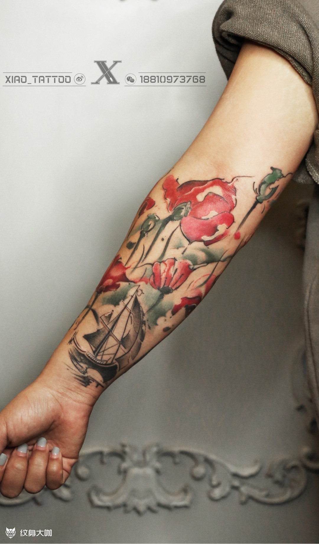 罂粟花纹身图片手臂图片