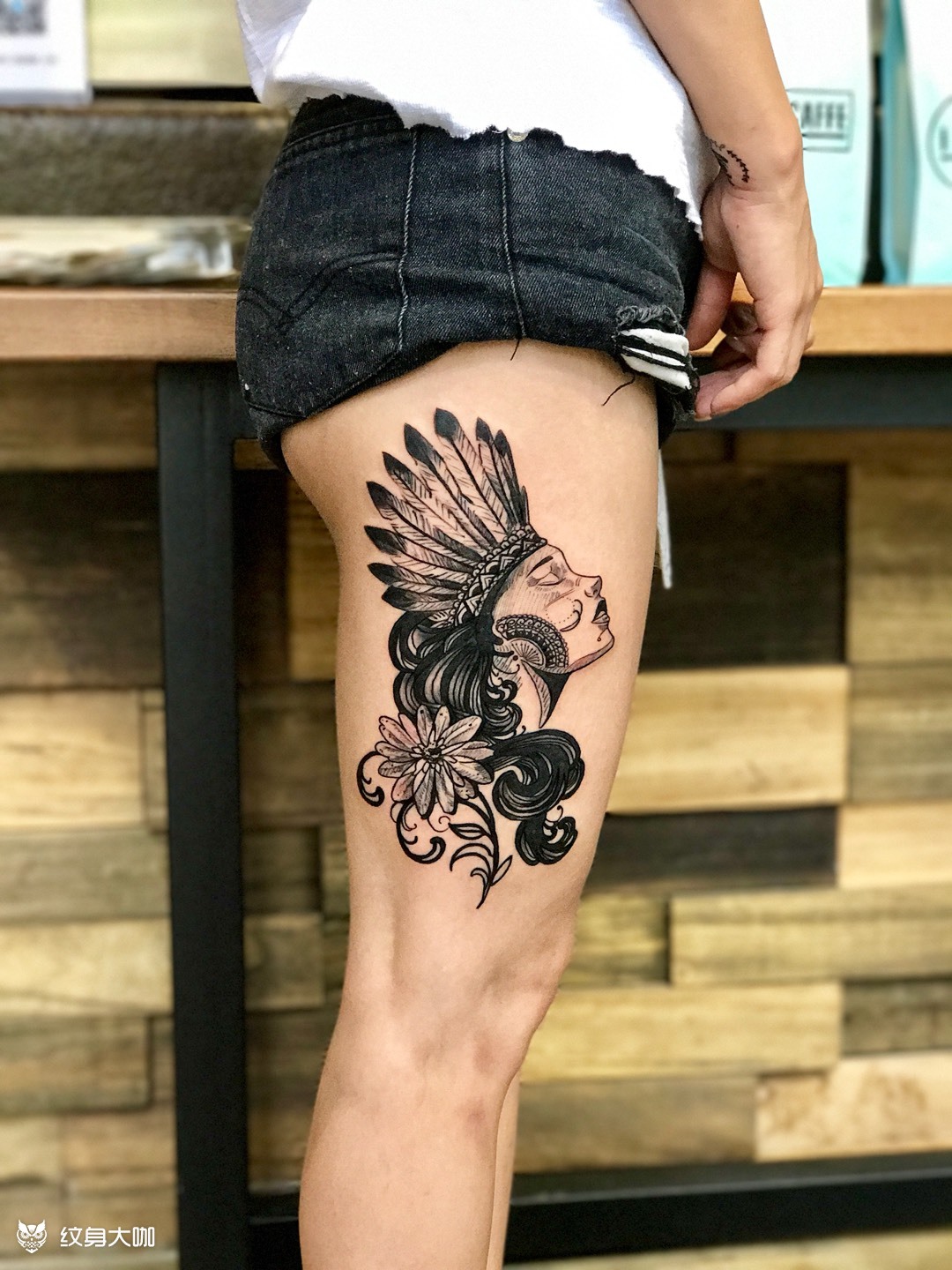 大腿_纹身图案手稿图片_fifi的纹身作品集
