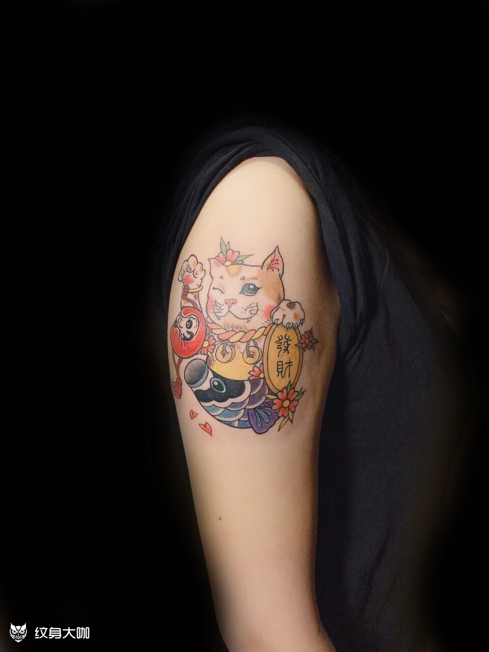 招财猫_纹身图案手稿图片_玛哈嘎拉03的纹身作品集