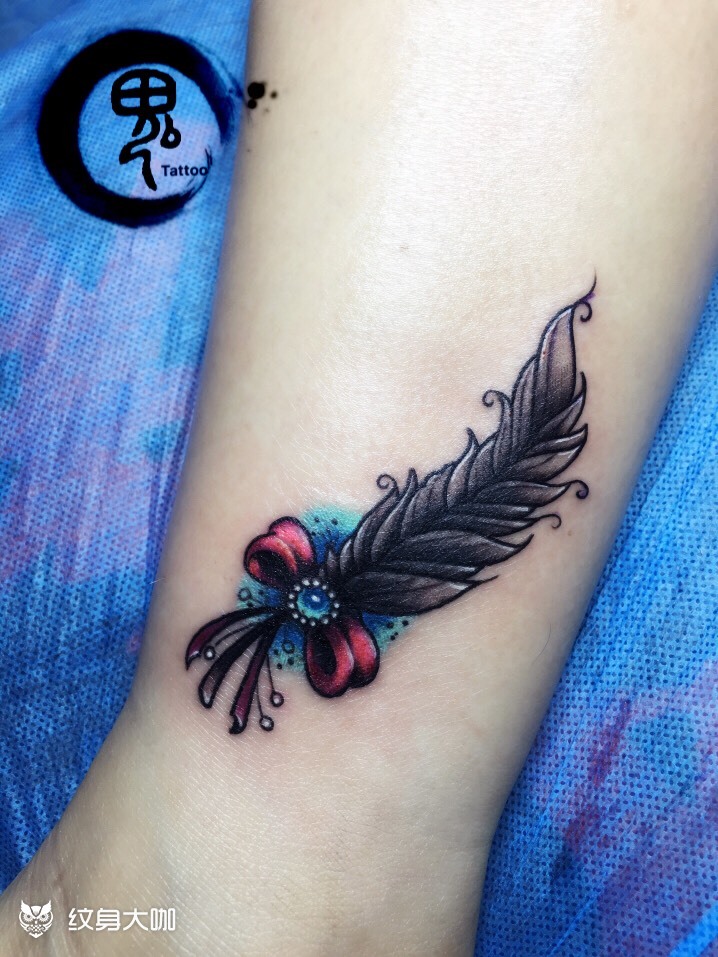 羽毛_纹身图案手稿图片_鬼玲的纹身作品集