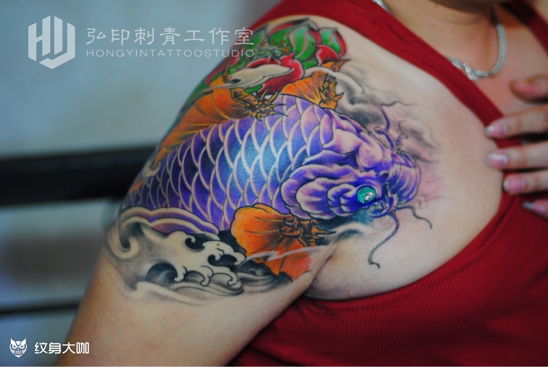 彩色鲤鱼_纹身图案手稿图片_陈仙兴的纹身作品集