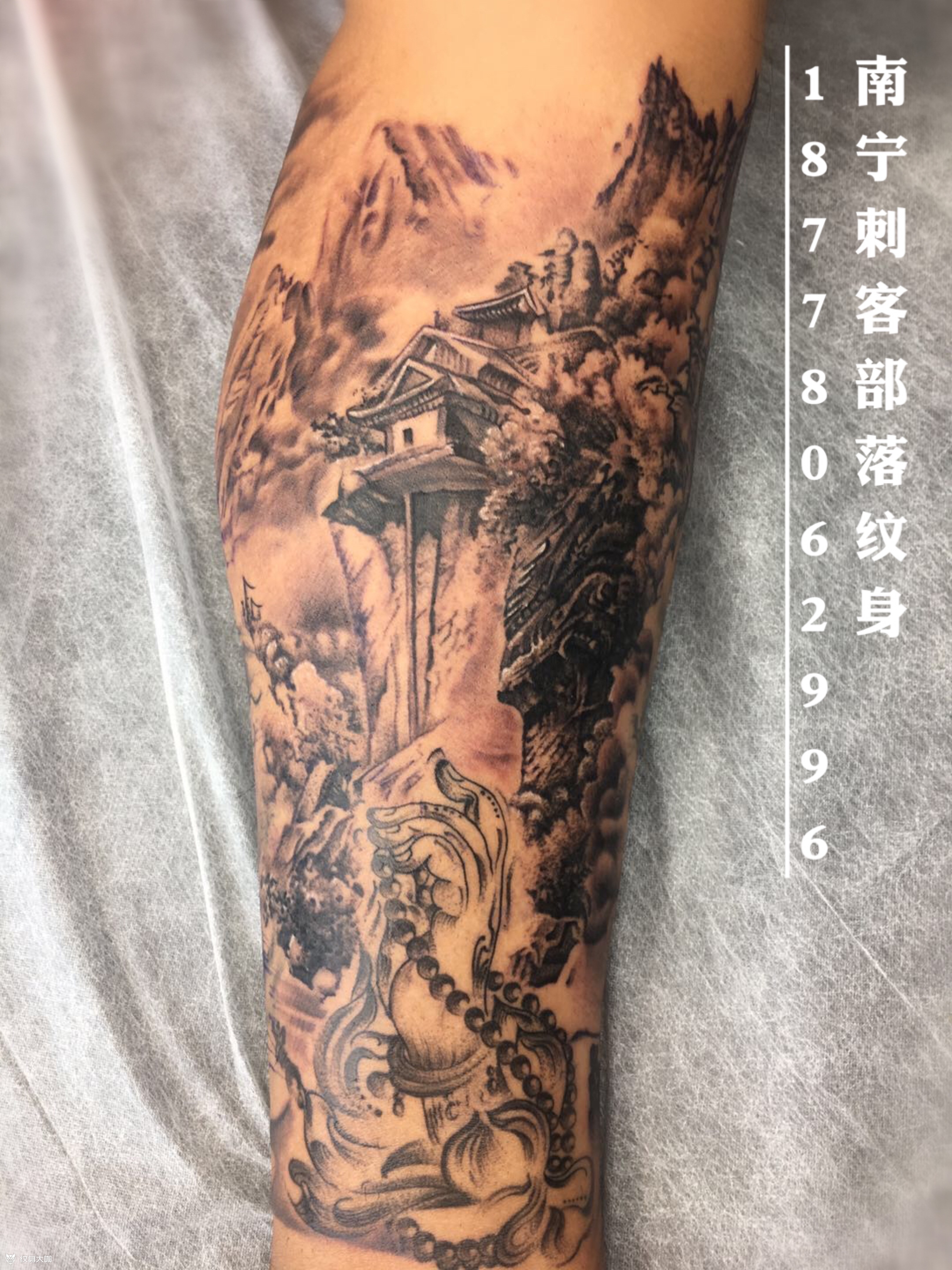 山水画_纹身图案手稿图片_刺客部落小燕的纹身作品集