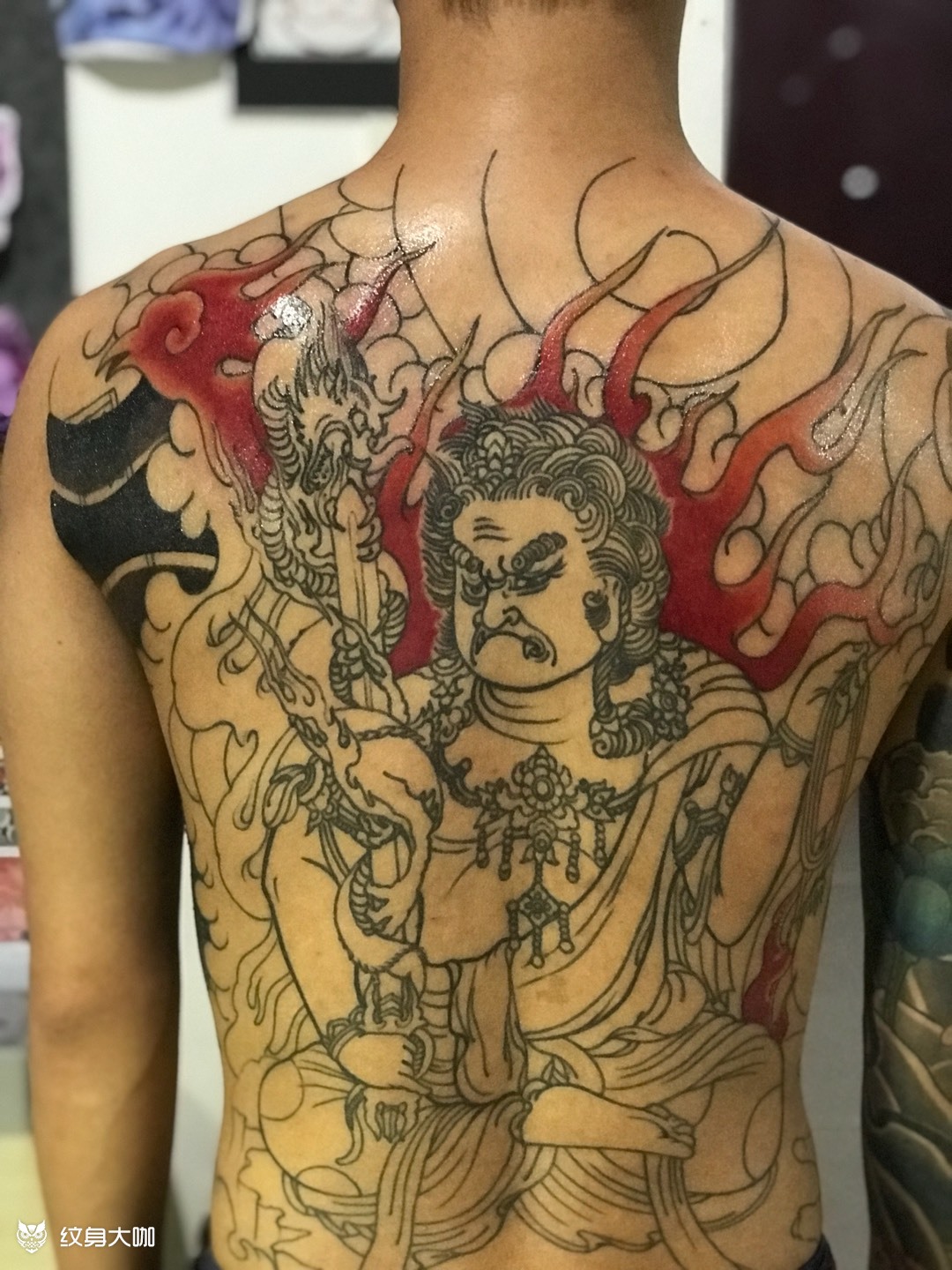 不动明王满背_纹身图案手稿图片_郑州文身师雕清的纹身作品集