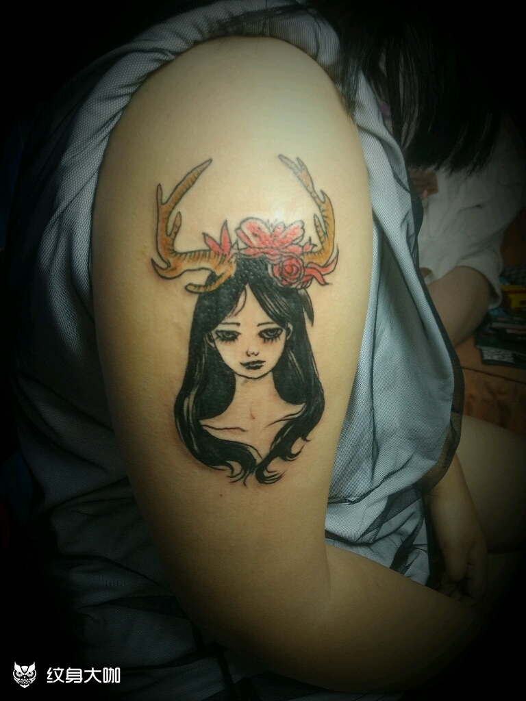 鹿女_纹身图案手稿图片_青风的纹身作品集
