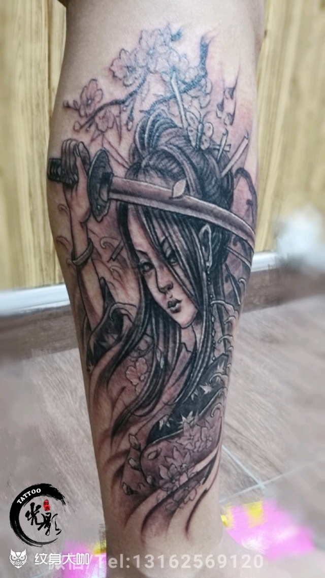 小腿艺伎_纹身图案手稿图片_小李飞刀的纹身作品集